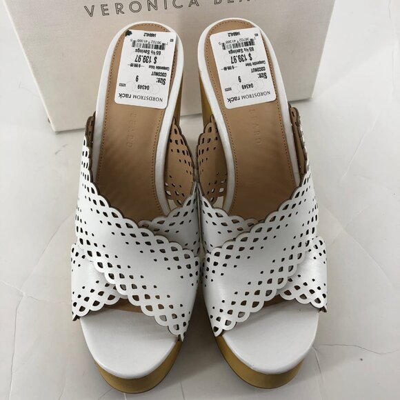 Veronica Beard White Tan Ultra-High Leather Heels | Size 9 - Picture 3 of 8